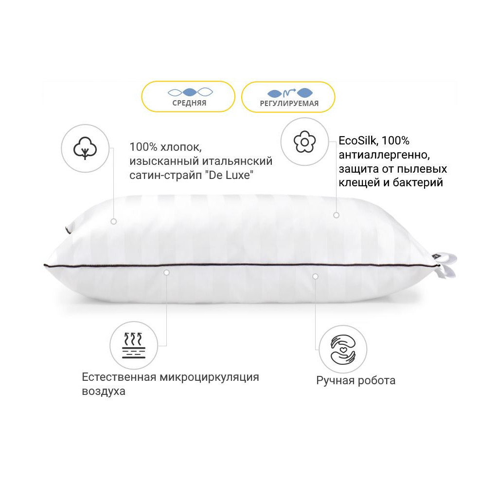 Подушка MirSon антиаллергенна Royal Eco-Soft Hand Made 499 середня 50х70 см (2200000625106) - зображення 2