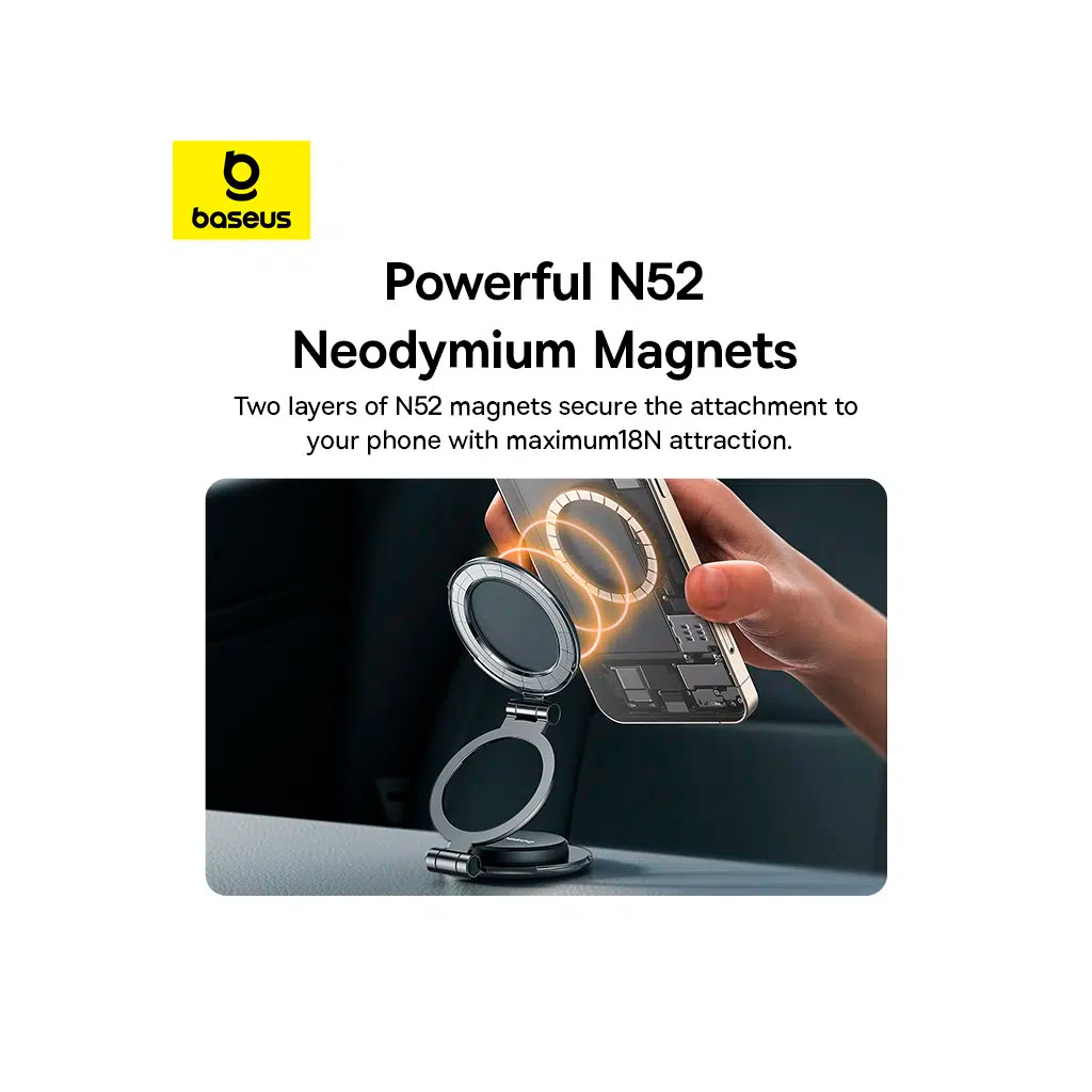 Універсальний автотримач Baseus MagPro Series II Magnetic Car Mount Stick-on Version Cosmic Black (C40172900121-00) - изображение 10