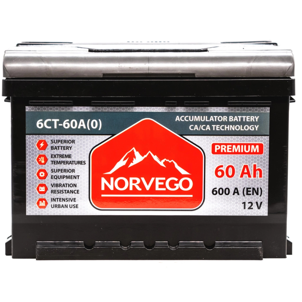 Акумулятор автомобільний NORVEGO ВЕСТА Premium 60A +прав (0) (600 пуск) - зображення 1