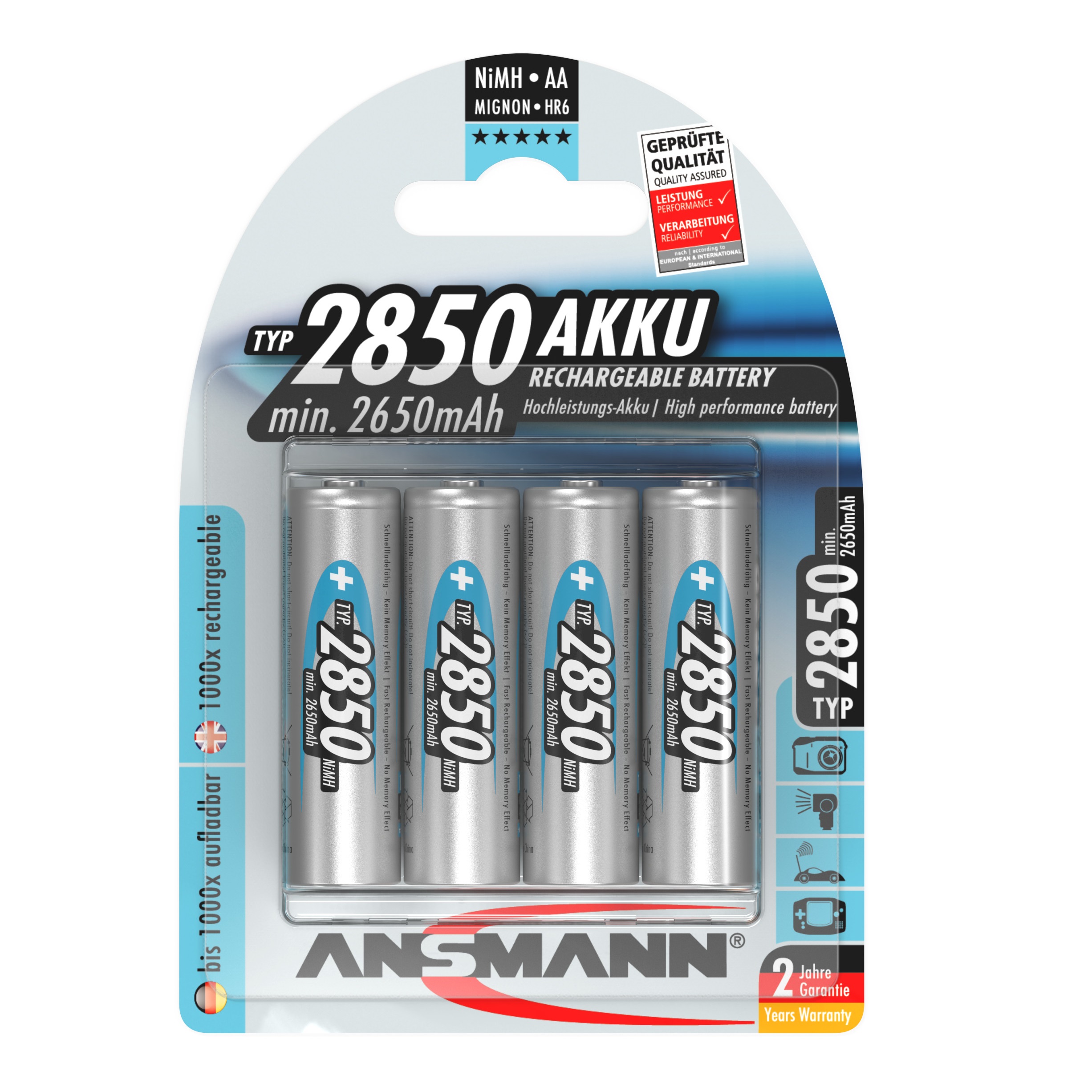 Акумулятори Ansmann AA/HR06 NI-MH 2850 mAh BL 4 шт - изображение 1