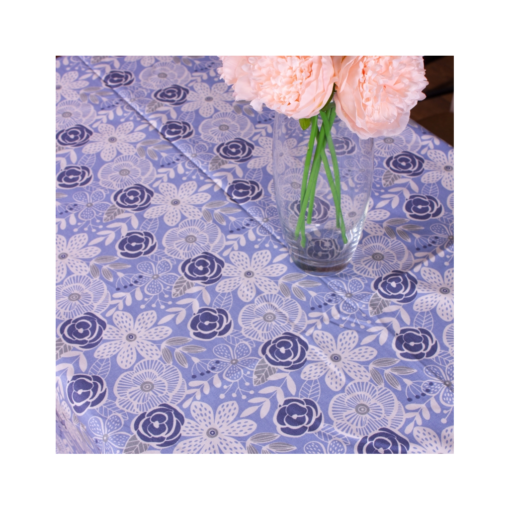 Скатертина MirSon Рогожа №203 Blue Flowers 130x130 см (2200006737841) - зображення 2