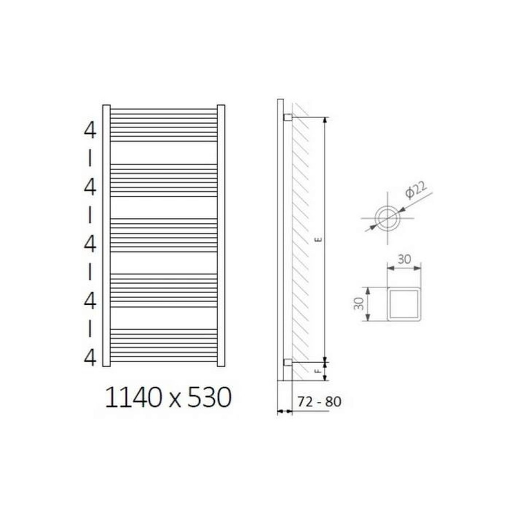 Сушарка для рушників Terma Fiona One 1140х430 (WWFIE114043K9M5E8U) - зображення 2