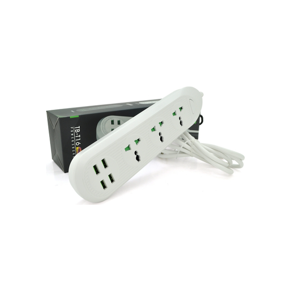 Мережевий фільтр живлення Voltronic TВ-Т16mini, 3роз, 4*USB White (ТВ-Т16mini-White) - зображення 2