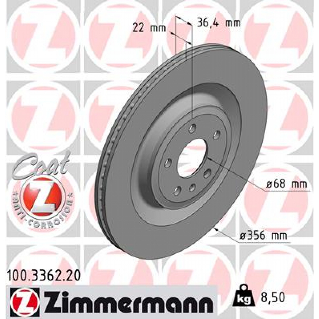 Гальмівний диск ZIMMERMANN 100.3362.20 - зображення 1