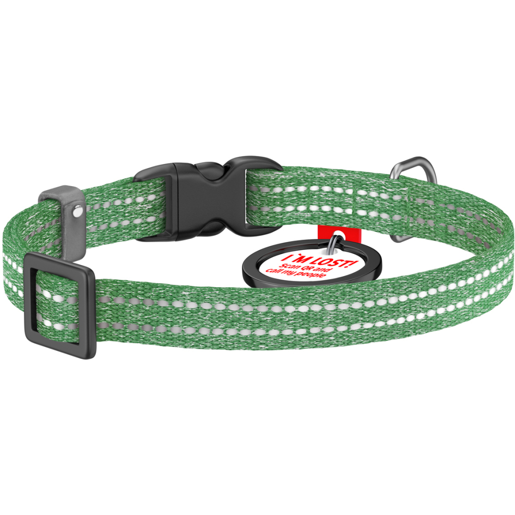 Нашийник для тварин WAUDOG Re-cotton з QR паспортом для котів та дрібних порід собак XS зелений (164018) - зображення 2