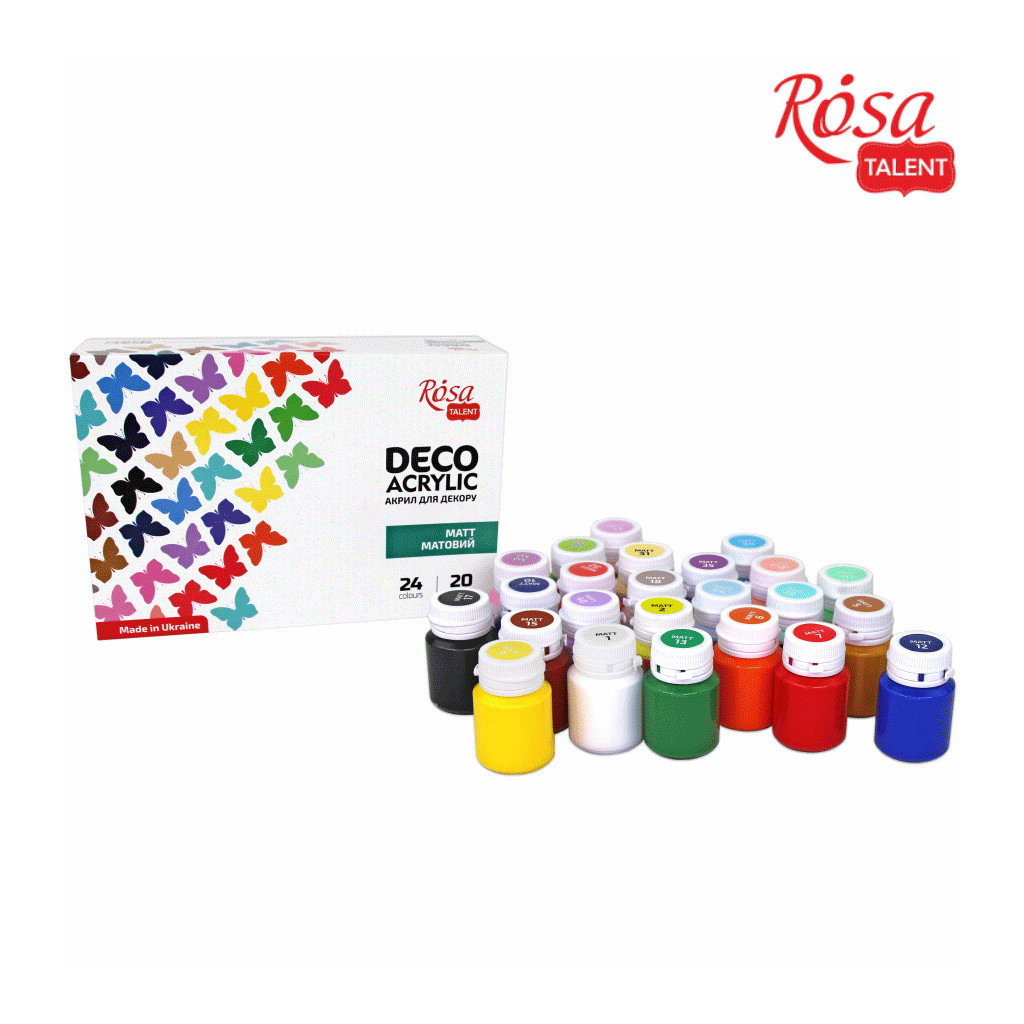 Акрилові фарби Rosa для декору матові 24 кол по 20 мл (4823098523963) - изображение 2