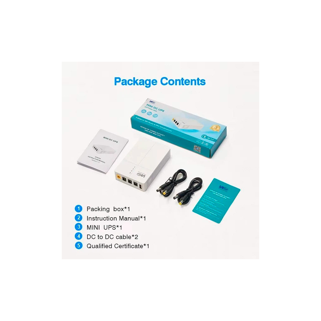 Пристрій безперебійного живлення RCI для роутера WGP 27W вх:5.5x2.1, вих:5.5x2.5 12V/2A, 9V/1A, USB (UPS302 / 560580) - зображення 4