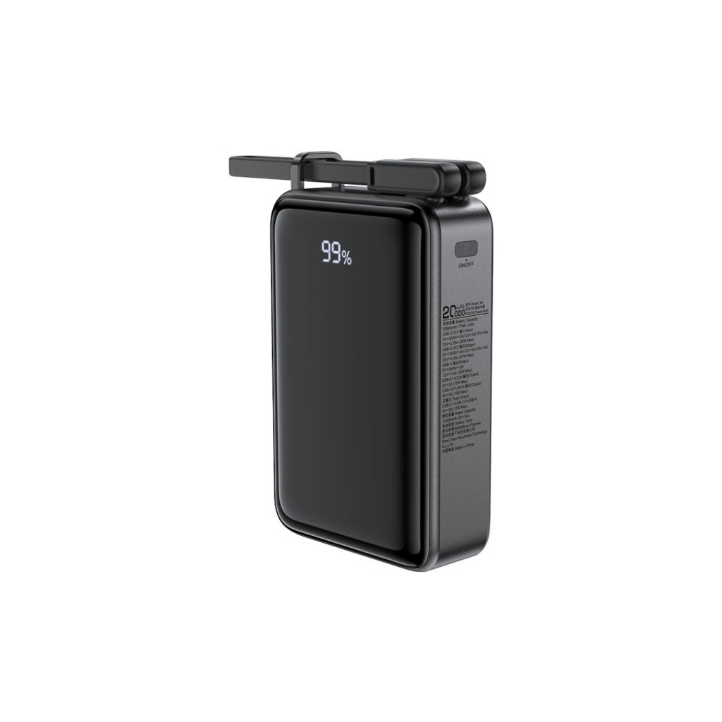 Батарея універсальна Acefast 20000mAh 67W PD/3.0, 20В/3.35A Type-C, USB-A, with cable, Li-ion M4 Black (6974316282723) - изображение 1