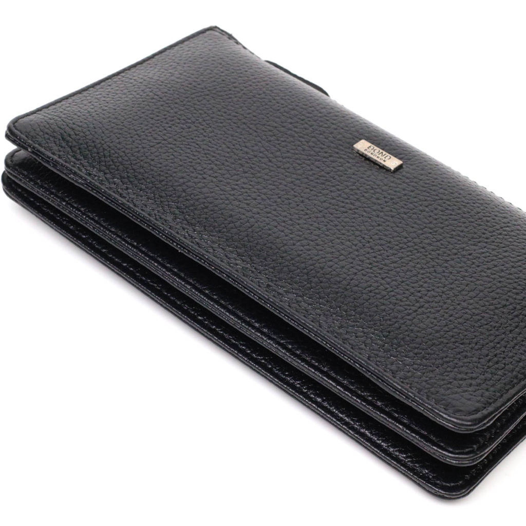 Гаманець Bond Accessories На два відділення з натуральної шкіри флотар Чорна (22047) - зображення 5