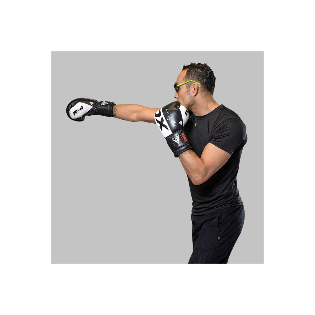 Боксерські рукавички RDX F4 Boxing Sparring Gloves Hook & Loop White/Black 10 унцій (BGR-F4B-10OZ) - зображення 5