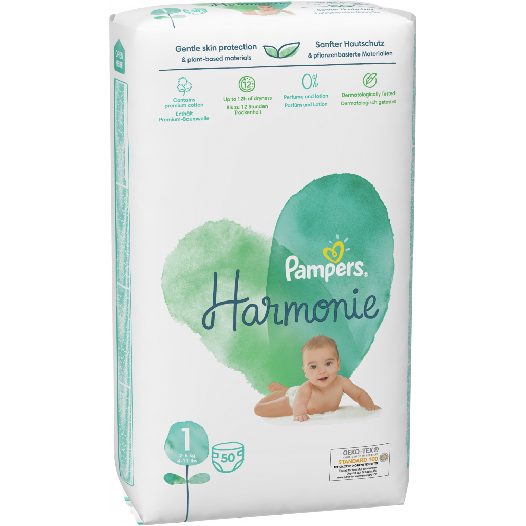 Підгузки Pampers Harmonie Newborn Розмір 1 (2-5 кг) 50 шт. (8006540156513) - зображення 3