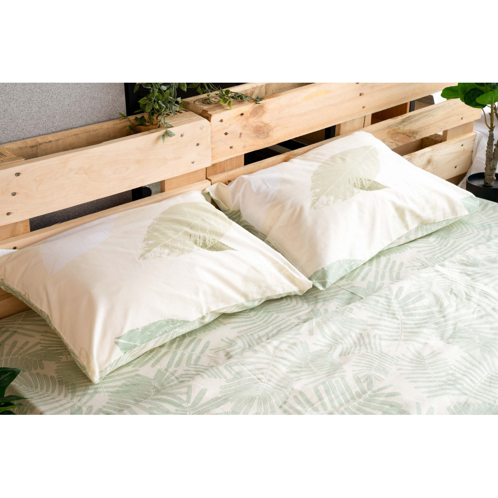 Постільна білизна Ardesto Gloria сатин листя зелений євро 200х220 (ART2022GY) - зображення 4