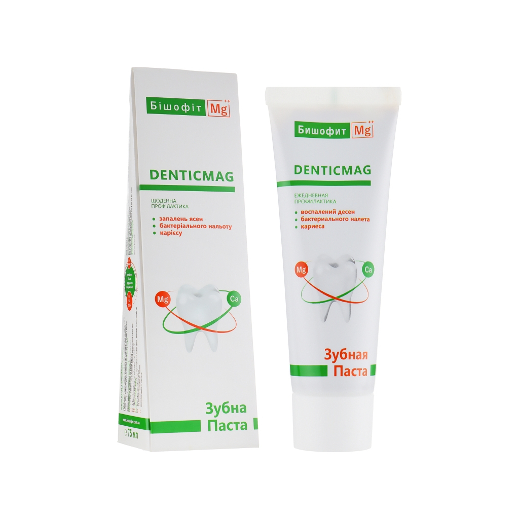 Зубна паста Бішофіт Mg++ DenticMag Натуральна з магнієм та екстрактом кори дуба, без фтору 75 мл (4820170680842) - зображення 2