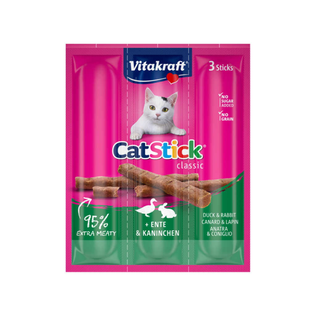 Ласощі для котів Vitakraft м'ясні палички качка та кролик 3х6г (4008239241900) - зображення 1