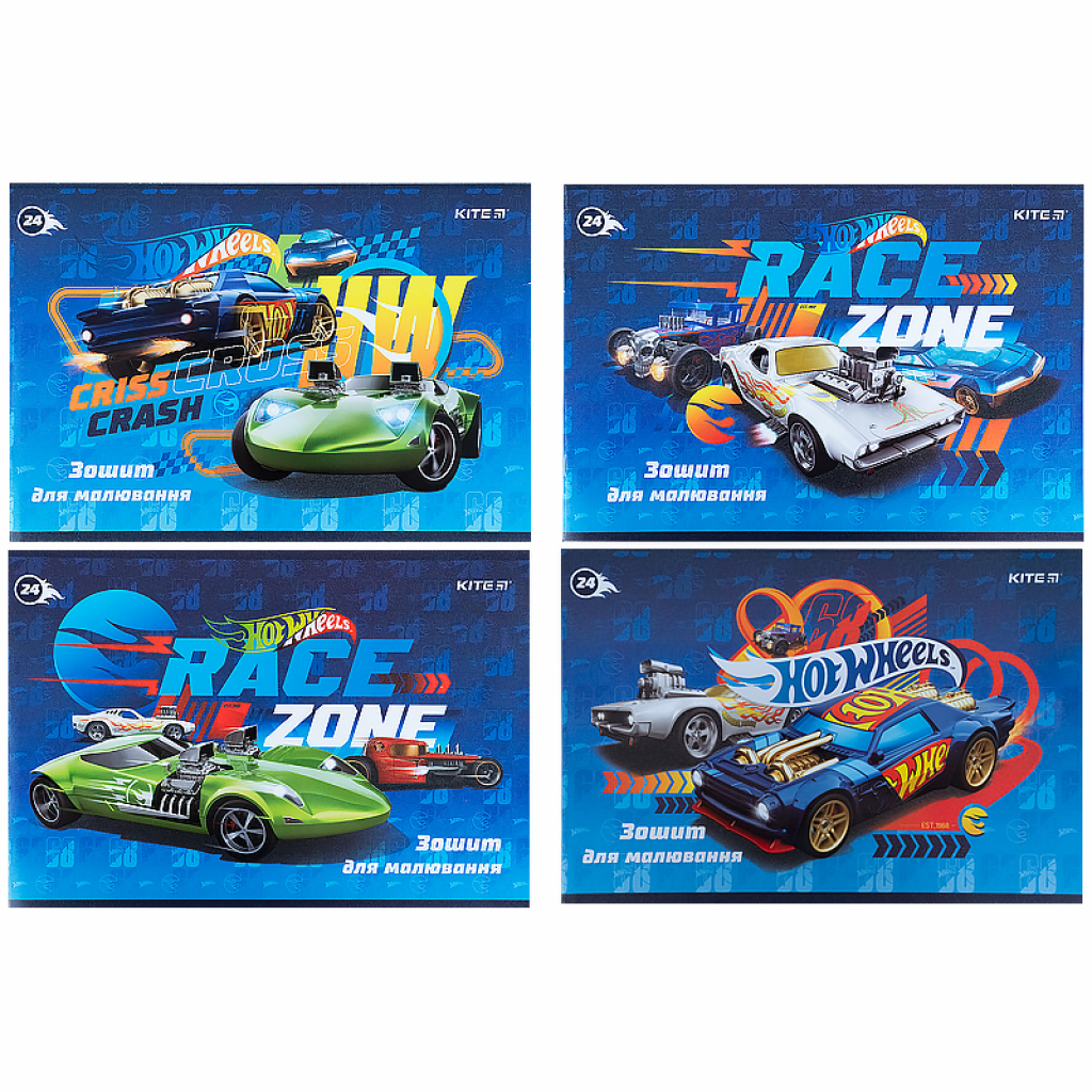 Альбом для малювання Kite Hot Wheels скоба 24 аркуша 4 дизайни (HW21-242) - зображення 1