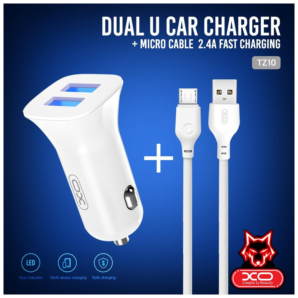 Зарядний пристрій XO 2xUSB 2.4A + cable USB to Micro 5P white (TZ10-M-WH) - зображення 3