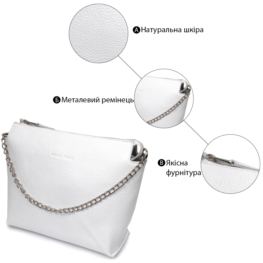Сумка Grande Pelle З натуральної шкіри Біла (11654) - зображення 4