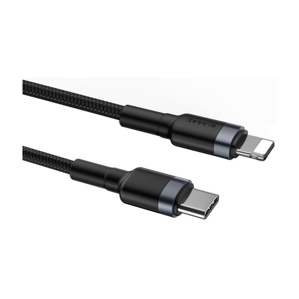 Дата кабель USB-C to Lightning 1.0m 18W 2.1A Cafule Black-Grey Baseus (CATLKLF-G1) - зображення 4