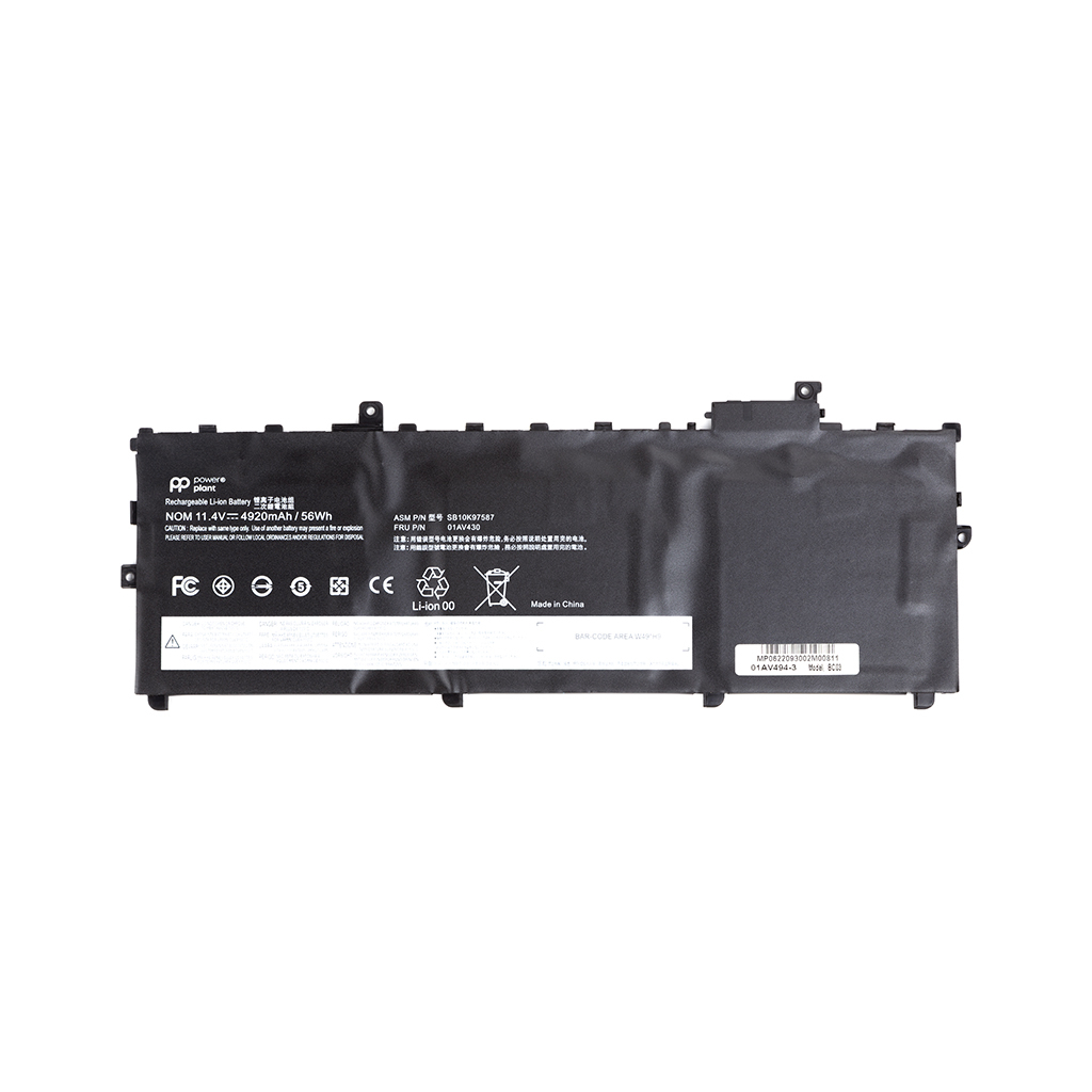Акумулятор до ноутбука LENOVO ThinkPad X1 Carbon 5th Gen (2017) (01AV494) 11.4V 4920mA PowerPlant (NB481644) - зображення 1