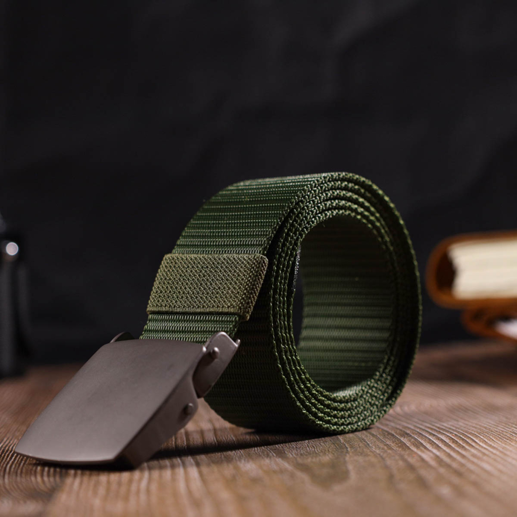 Ремінь Vintage З металевою пряжкою з текстилю Зелений (20595) - изображение 8