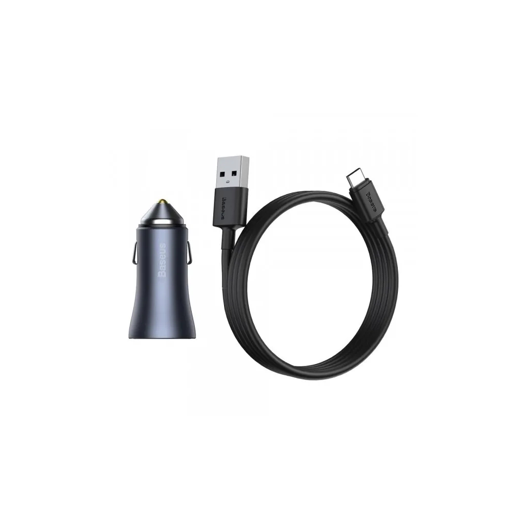 Зарядний пристрій Baseus 2xUSB QC3.0 + cable USB to USB-C 40W Golden Contactor Pro dark gray (TZCCJD-A0G) - зображення 4