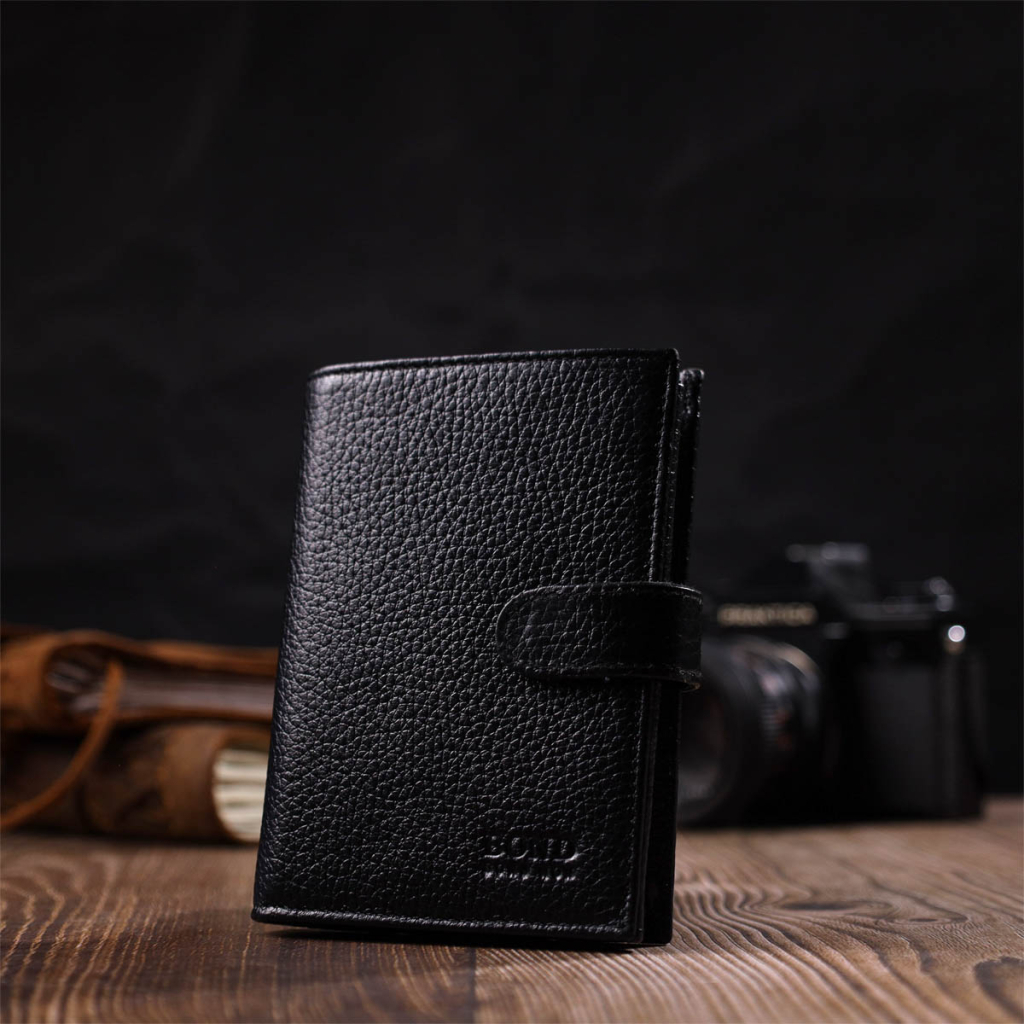 Портмоне Bond Accessories З натуральної зернистої шкіри Чорне (22055) - изображение 10
