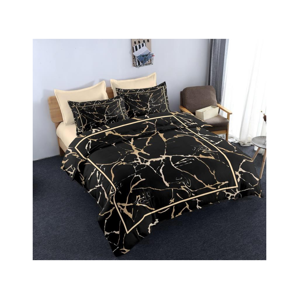 Постільна білизна ШЕМ Royal Satin чорний мармур двоспальна 180 х 220 (1,8 RS_чорний мармур) - зображення 1