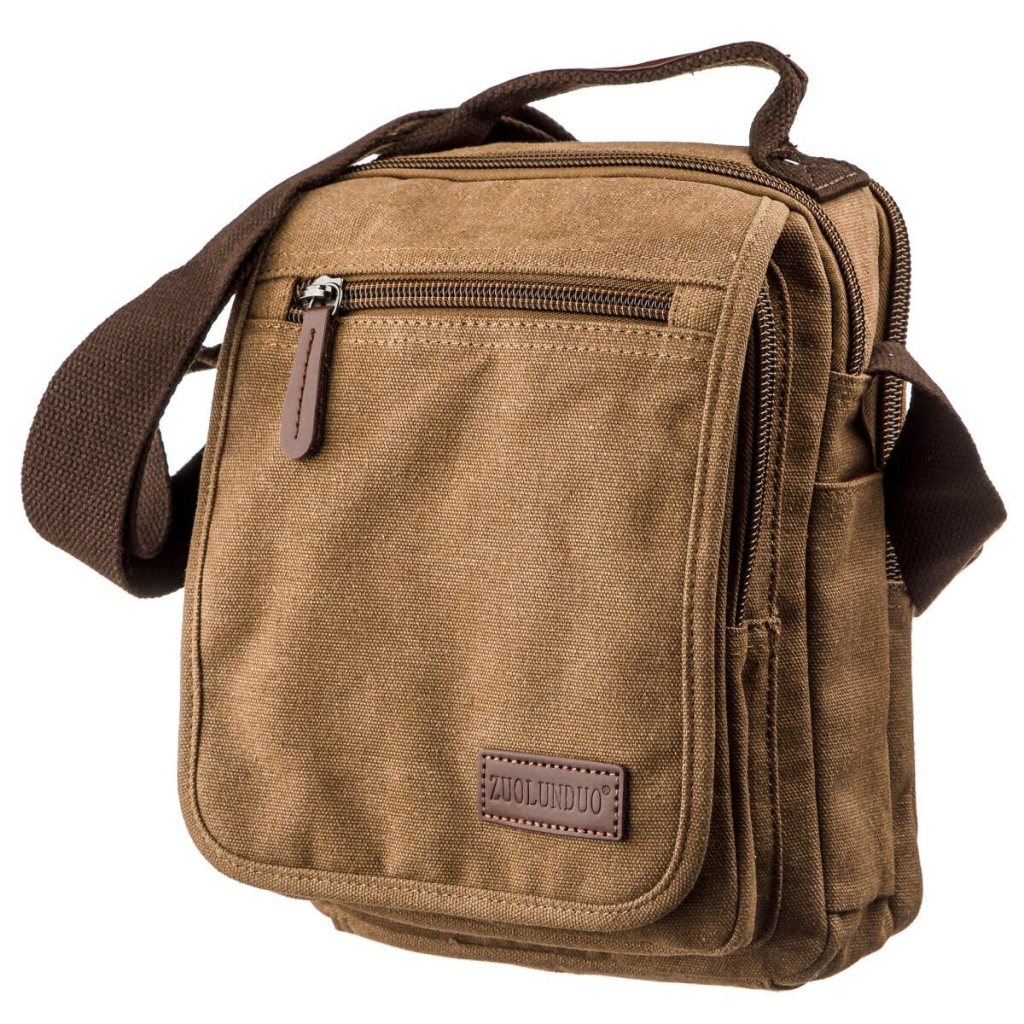 Сумка Vintage Текстильна чоловіча на два відділення Коричнева (20200) - зображення 1