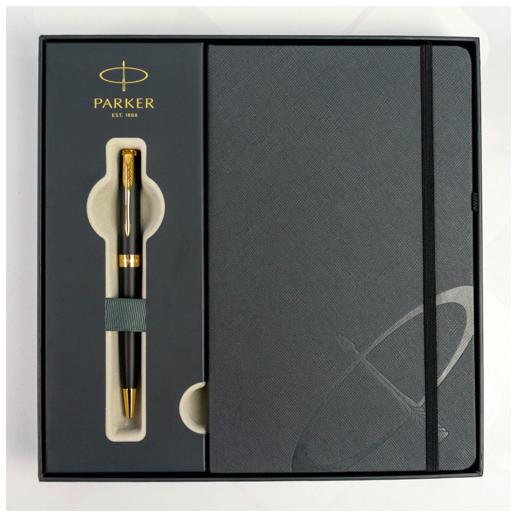 Ручка кулькова Parker SONNET 17 Matte Black Lacquer GT BP + блокнот Parker + подар.упак. GIFT24 (84 832b24) - изображение 4