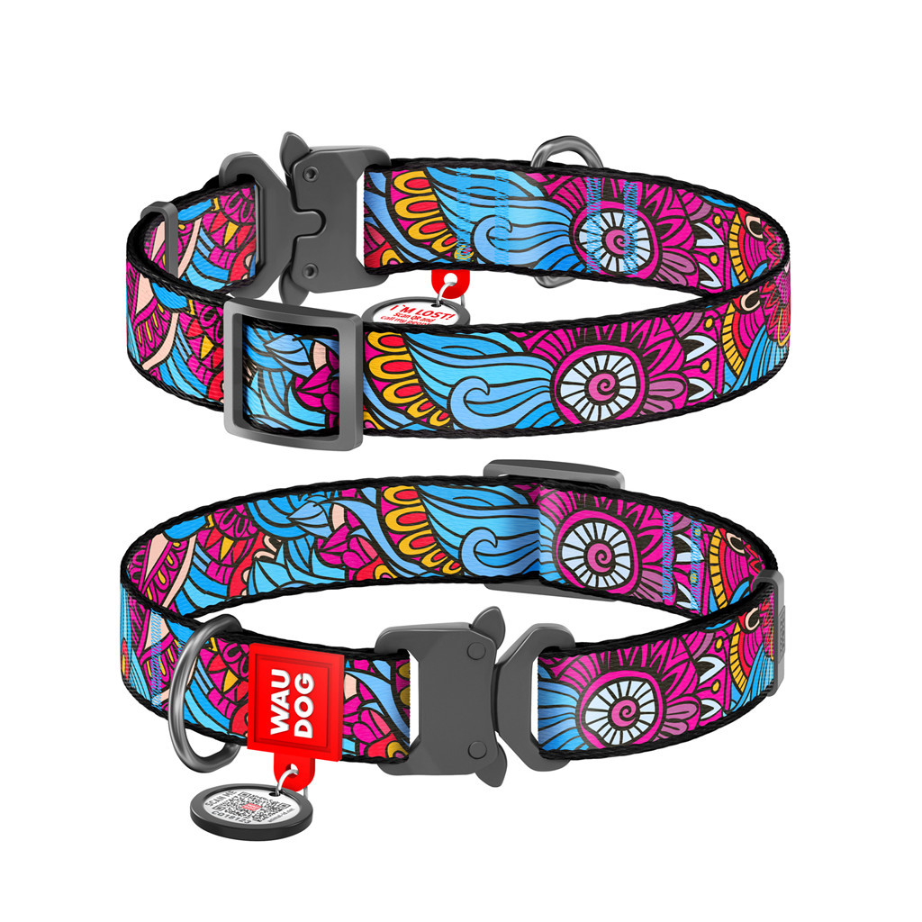 Нашийник для тварин WAUDOG Nylon з QR паспортом "Літо" металева пряжка-фастекс XL (5170) - изображение 1