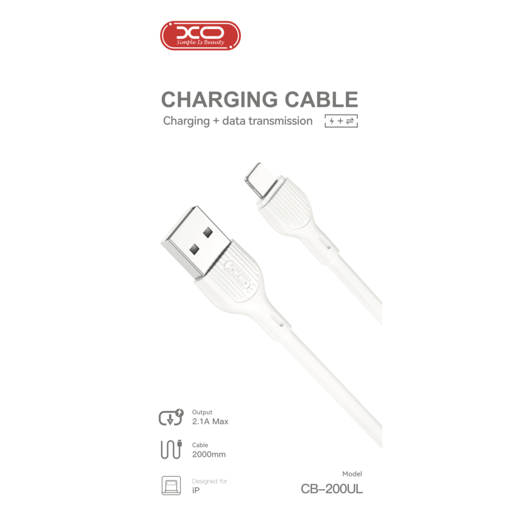 Дата кабель USB 2.0 AM to Lightning 2.0m 2.1A white XO (CB-200UL) - зображення 2