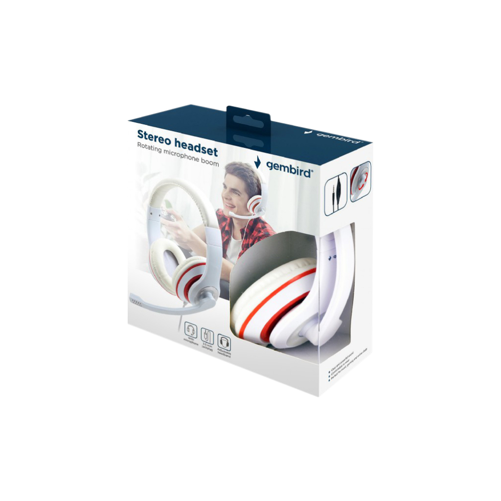 Навушники Gembird MHS-03 White/Red (MHS-03-WTRD) - зображення 5