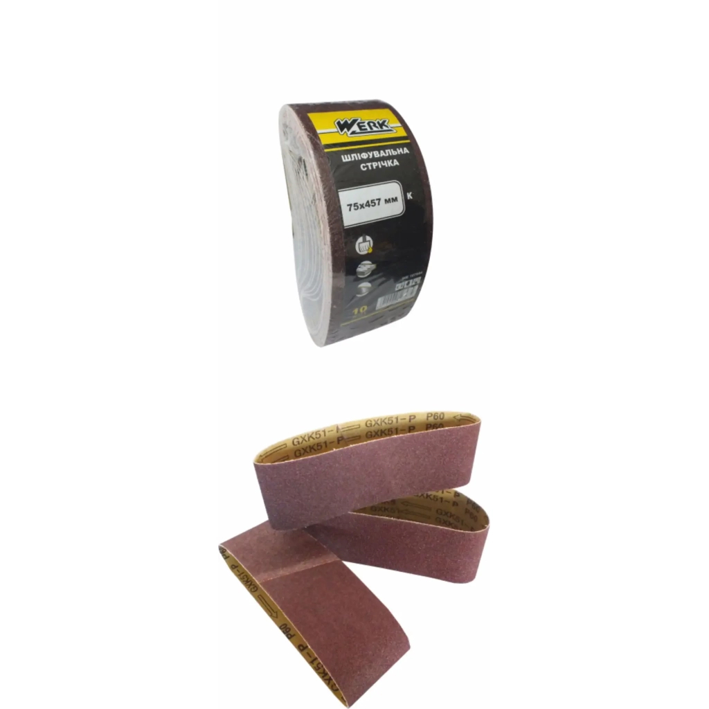 Наждачний папір Werk стрічка - 75х457мм, к40, н-р 10шт (36688) - зображення 1