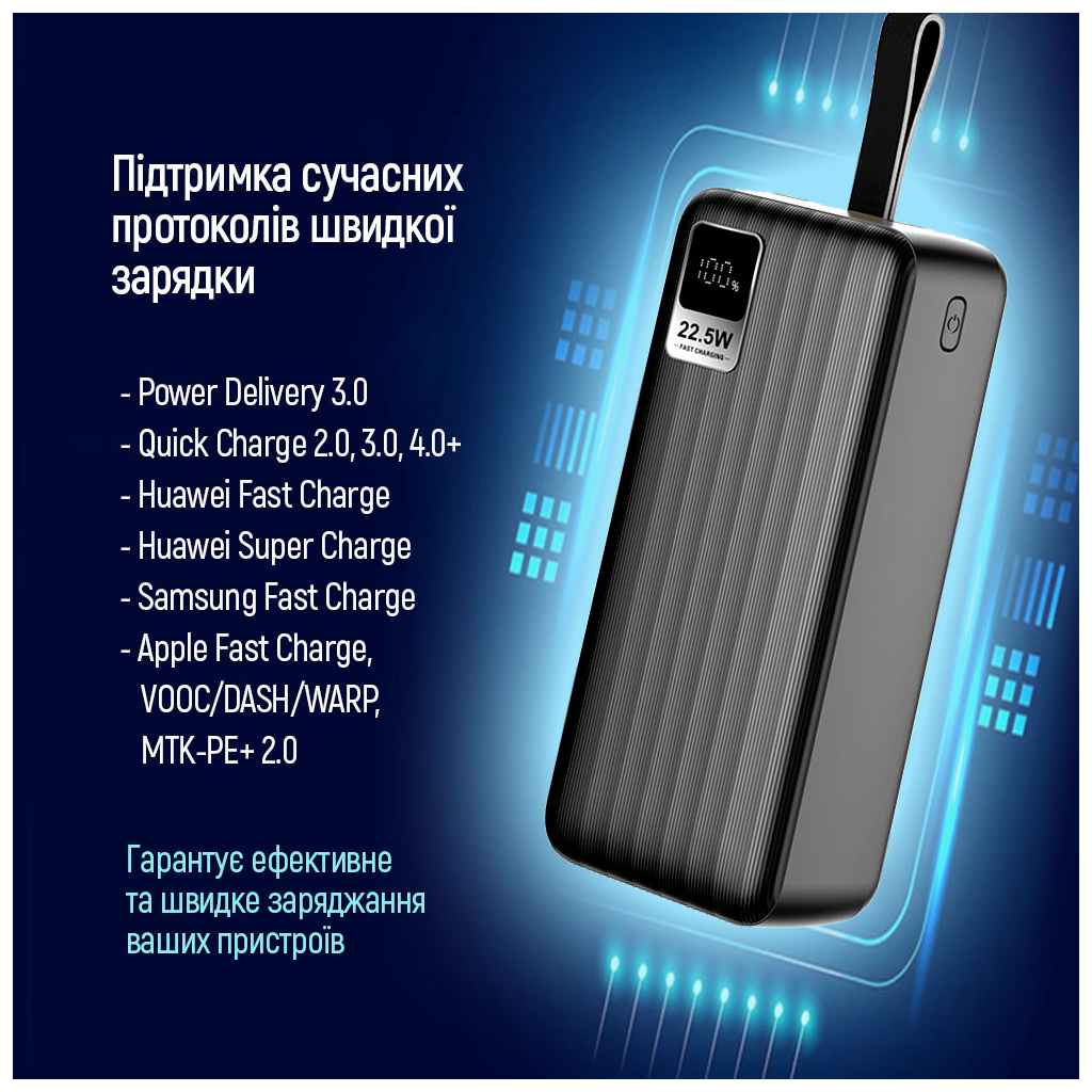 Батарея універсальна ColorWay 30 000 mAh PD/18W, QC3.0/22.5, Digital Display, Black (CW-PB300LPC5BK-PDD) - зображення 11