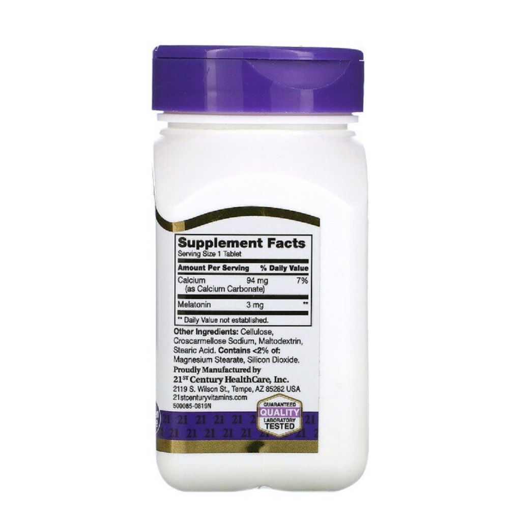 Амінокислота 21st Century Мелатонін, 3 мг, Melatonin, 90 таблеток (CEN-21240) - зображення 2