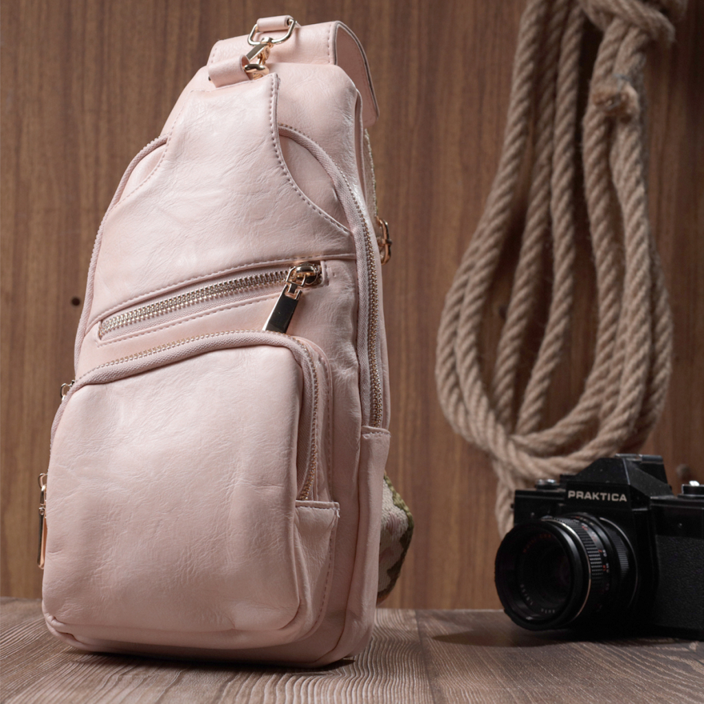 Сумка Vintage Жіноча слінг через плече з екошкіри Рожева (22750) - зображення 9