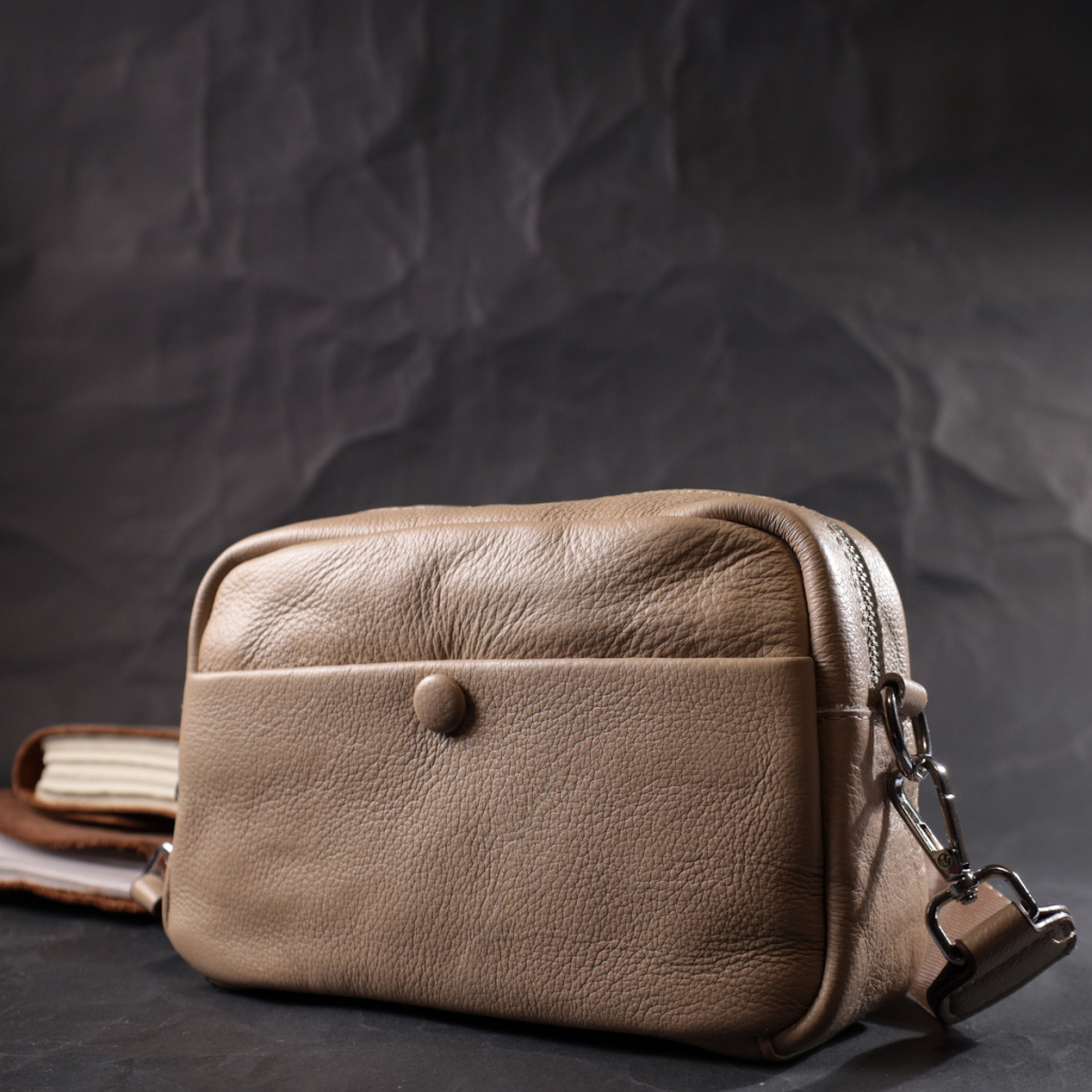Сумка Vintage З натуральної м'якої шкіри Бежева (22437) - зображення 9