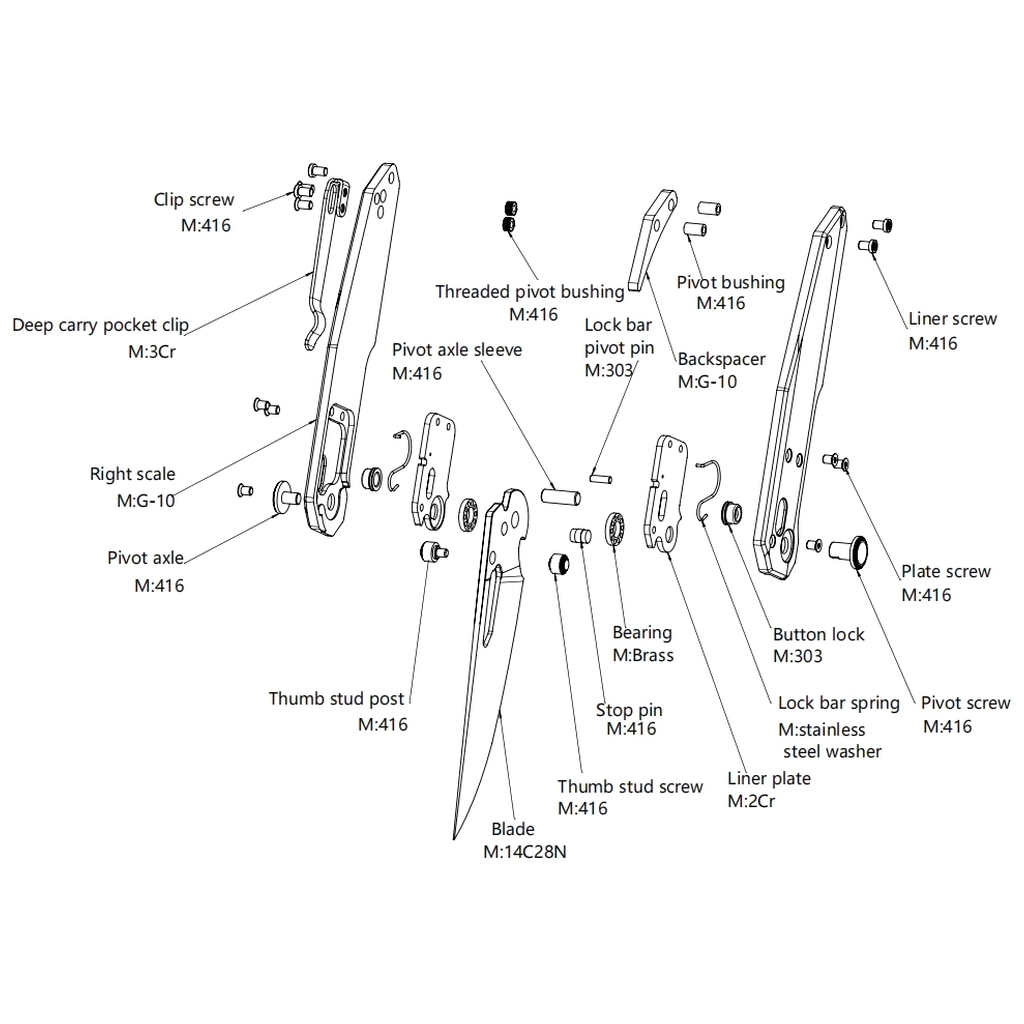 Ніж Hightron Sharplyn, 14C28N, G10 + CF, чорний, чорний клинок (HK01BLK) - зображення 9