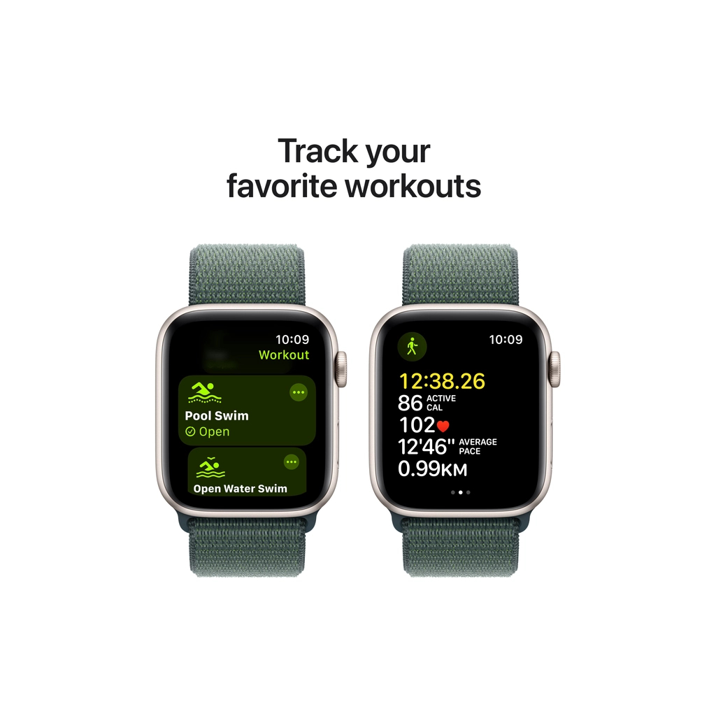 Смарт-годинник Apple Watch SE 2024 GPS 44mm Starlight Aluminium Case with Lake Green Sport Loop (MXEW3QH/A) - зображення 6