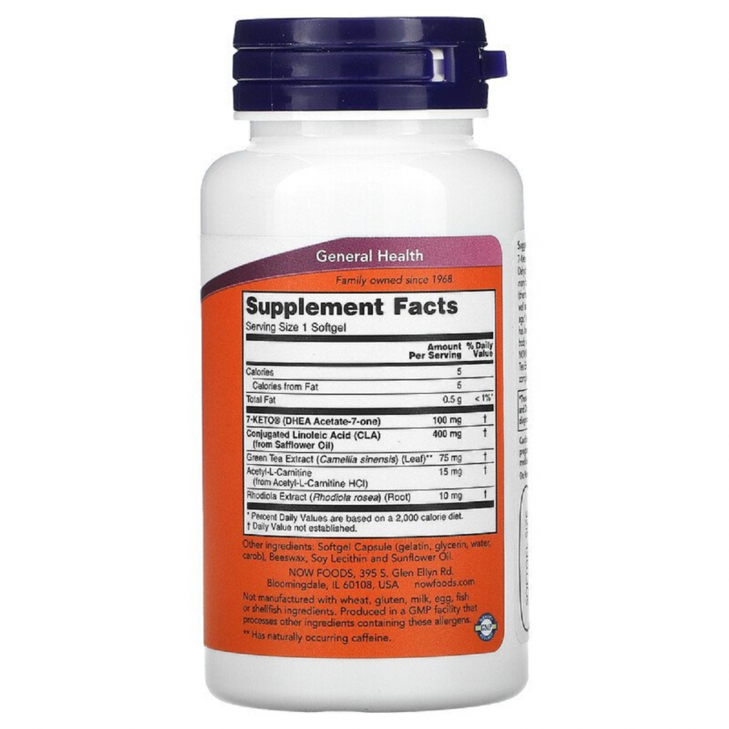 Вітамін Now Foods 7-Кето, 100 мг, 7-Keto, LeanGels, 60 желатинових капсул (NOW-03022) - зображення 2