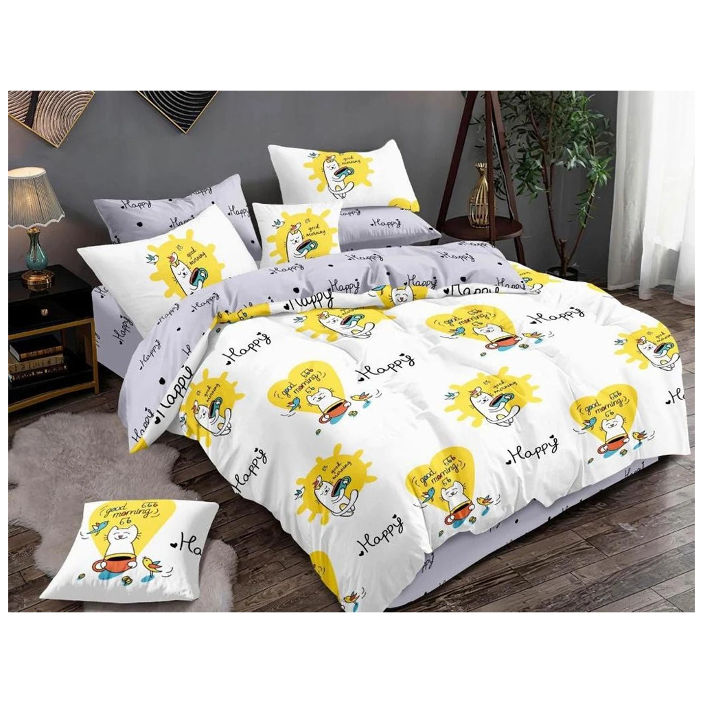 Простирадло MirSon Бязь 17-0574 Good Morning Cat 220x240 см (2200005542484) - зображення 1