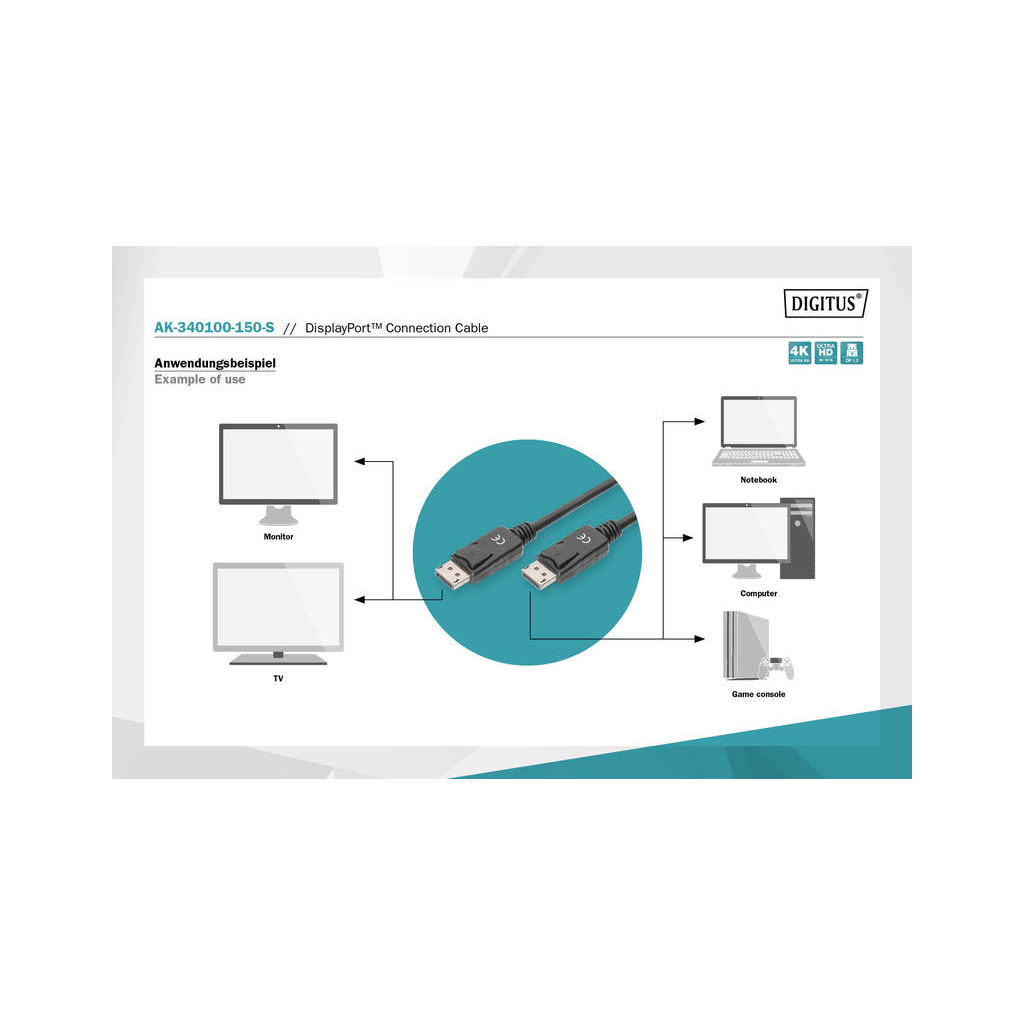 Кабель мультимедійний Display Port to Display Port 15.0m ASSMANN Digitus (AK-340100-150-S) - изображение 4