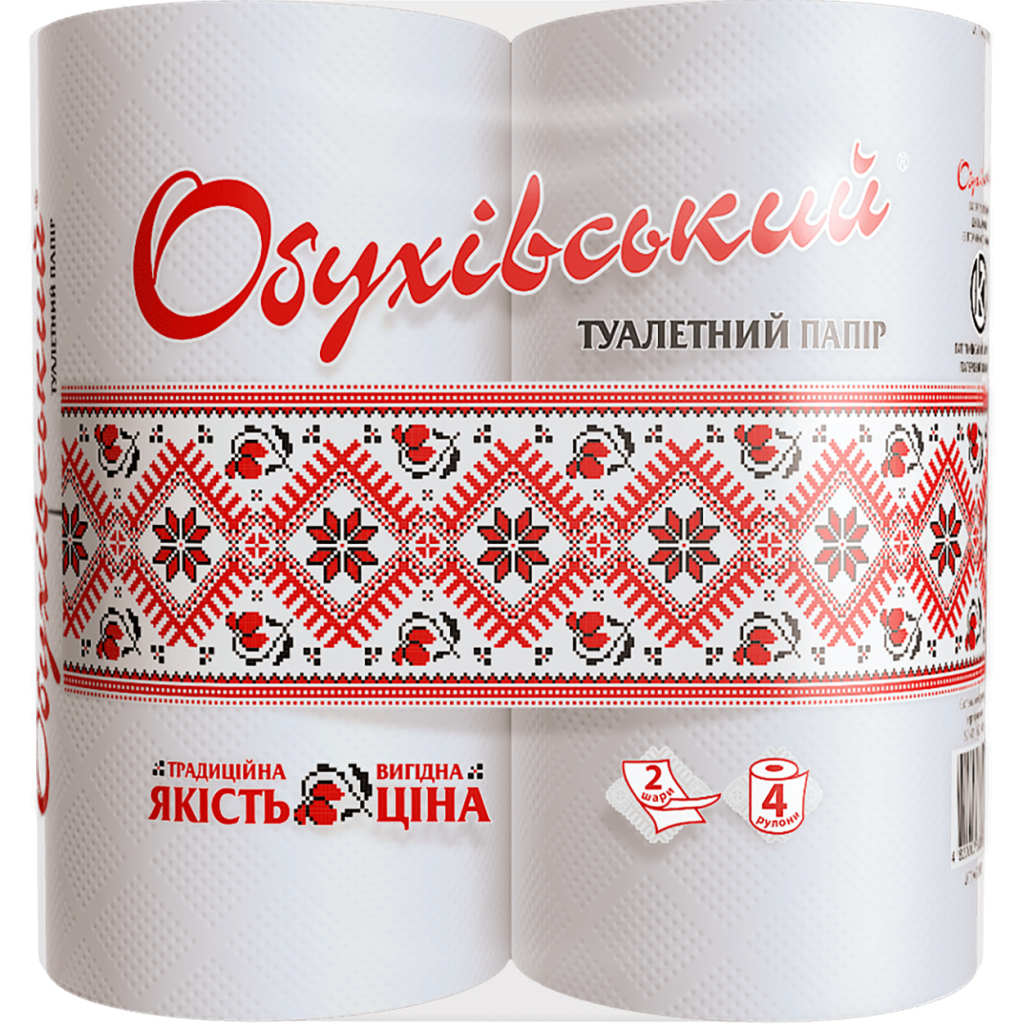 Туалетний папір Обухівський 2 шари білий 4 рулони (4820003833827) - зображення 1
