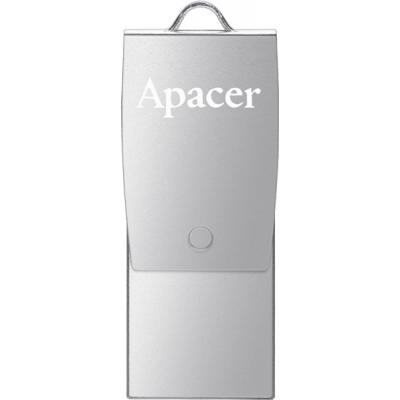 USB флеш накопичувач Apacer 32GB AH730 Silver USB 2.0 OTG (AP32GAH730S-1) - зображення 1