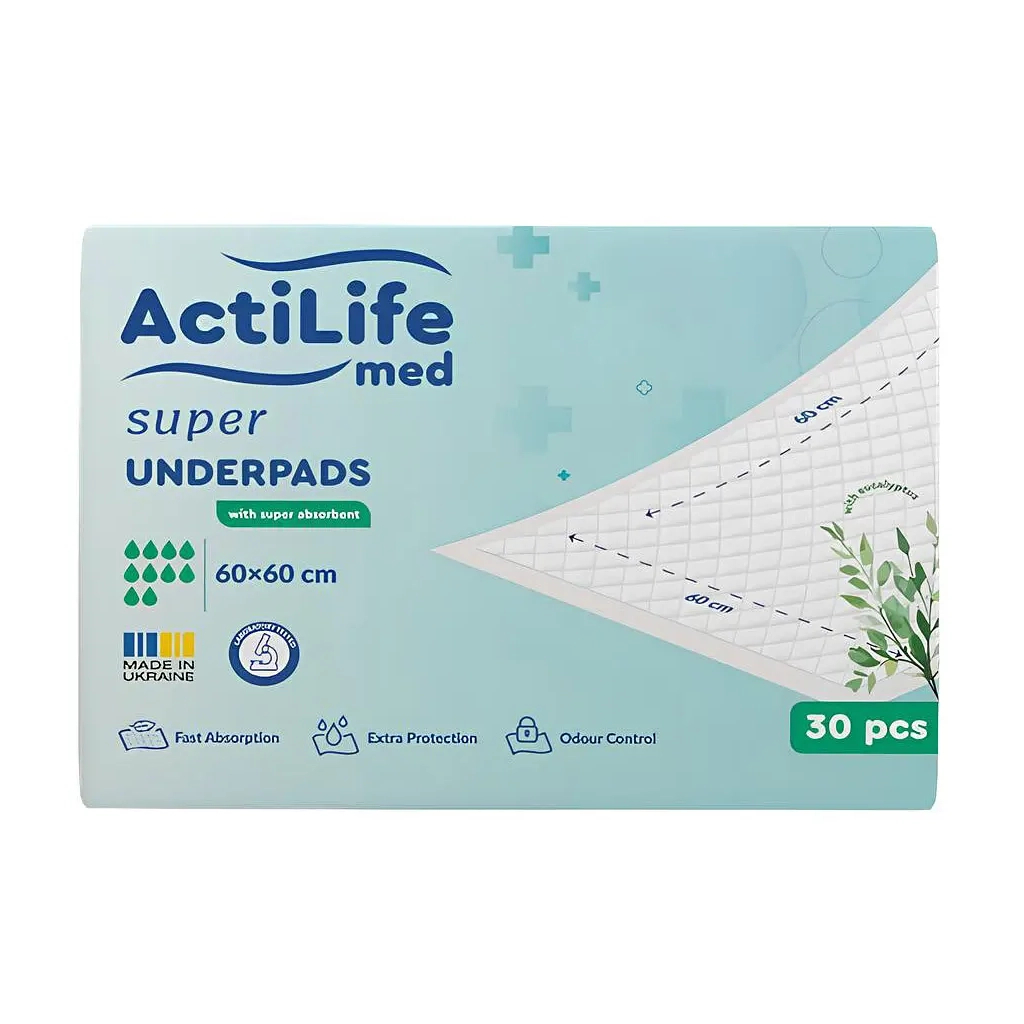 Пелюшки для малюків ActiLife Med Super 60 х 60, 30 шт (4820174981501) - зображення 1