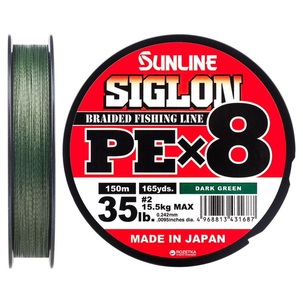 Шнур Sunline Siglon PE х8 150m 2.0/0.242mm 35lb/15.5kg Dark Green (1658.09.81) - зображення 1