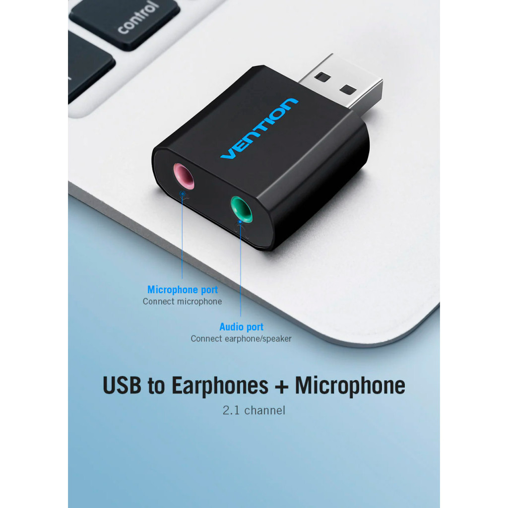 Звукова плата Vention Audio USB 2х3,5mm jack Metal (VAB-S17-B) - изображение 6