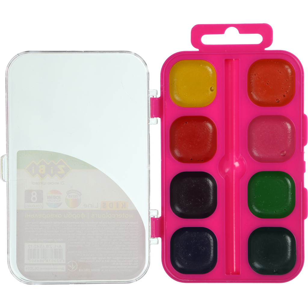 Акварельні фарби ZiBi KIDS Line водорозчинні, 8 кольорів, рожева (ZB.6542-12) - зображення 2