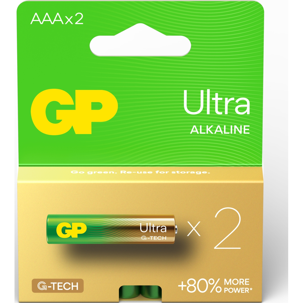 Батарейка Gp AAA LR03 ULTRA Alcaline * 2 (24AU21-SB2 / 4891199218101) - зображення 2