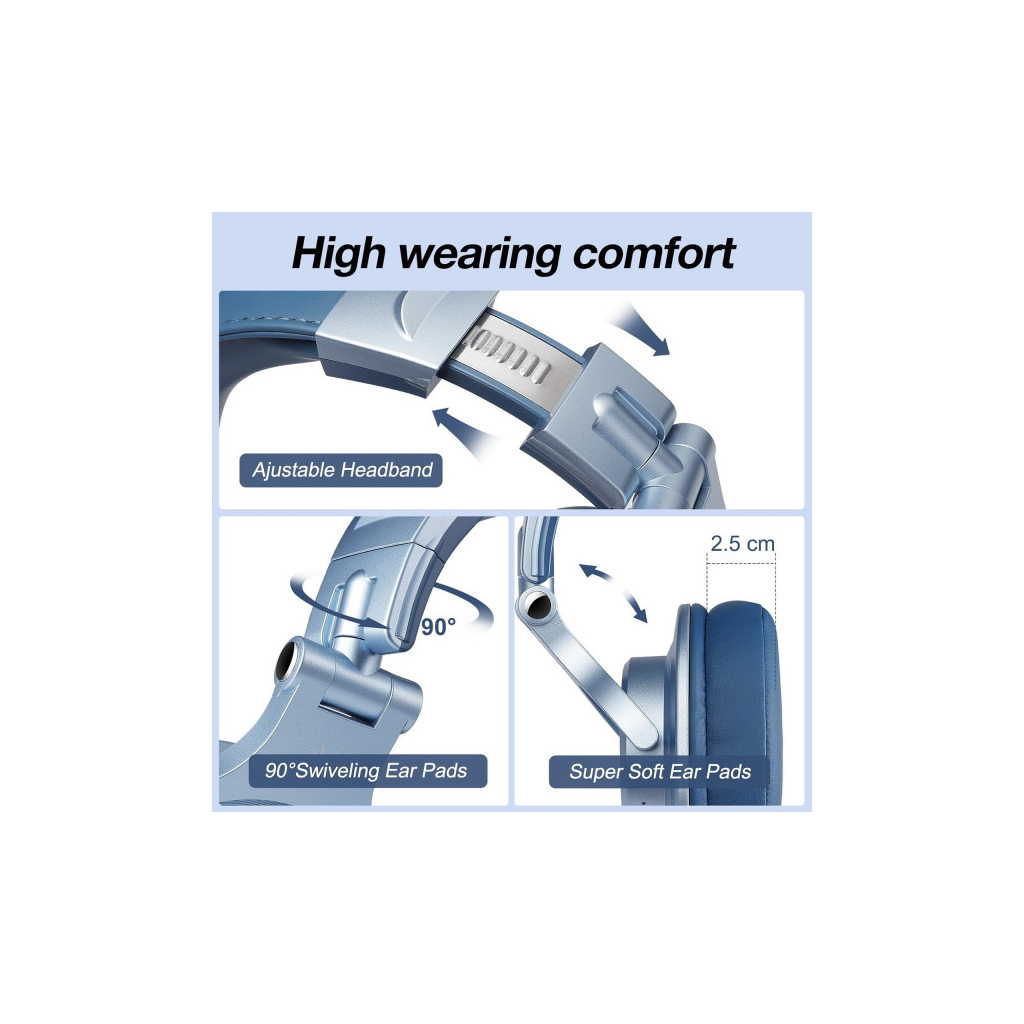 Навушники OneOdio Fusion A70 Bluetooth+3,5мм/6,35мм Sky Blue (A70 Sky Blue) - зображення 5